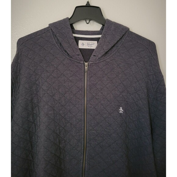 Men's Original Penguin Grey Full Zip Hoodie Size 3XLT Big & Tall By Munsingwear - Picture 2 of 7
